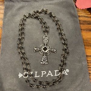 Rare hard to find Silpada Cross Necklace with smoky quartz stones.
